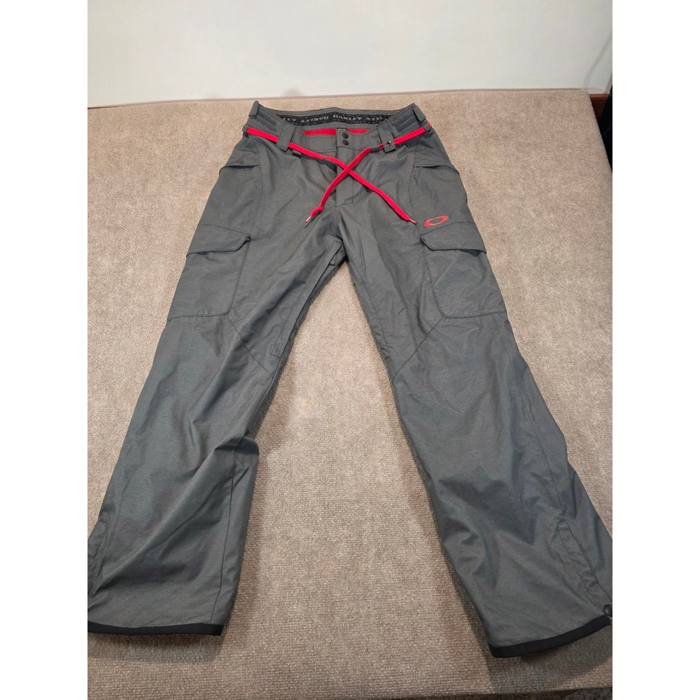 Oakley Mens Gray Cargo Snow Pants Loose Fit Ski Snowboard Size Medium